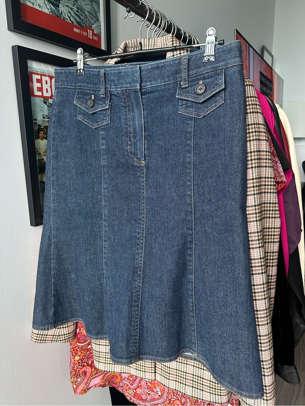 Theory Denim Midi Skirt